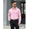 imageCOOFANDY Mens Stretch Dress Shirts Muscle Fit Wrinkle Free Long Sleeve Button Down Shirt Business Casual ShirtsLight Pink