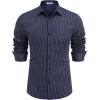 imageCOOFANDY Mens Stretch Dress Shirts Muscle Fit Wrinkle Free Long Sleeve Button Down Shirt Business Casual ShirtsNavy  White Stripes