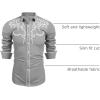 imageCOOFANDY Mens Western Cowboy Shirts Long Sleeve Embroidered Shirt Slim Fit Casual Button Down ShirtsGrey