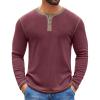 imageCOOFANDY Mens Henley Shirts Long Sleeve Button TShirt Fashion Casual Pullover Shirts Soft Stretch Tees TopsRrick Red