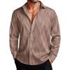 imageCOOFANDY Mens Silk Satin Dress Shirts Jacquard Long Sleeve Floral Button Up Shirts Party Prom Wedding ShirtBrown Twist