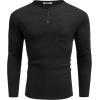 imageCOOFANDY Men Long Sleeve Henley Shirs Casual Basic T Shirts Soild Button Tees with PocketsBlack