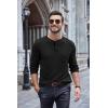 imageCOOFANDY Men Long Sleeve Henley Shirs Casual Basic T Shirts Soild Button Tees with PocketsBlack