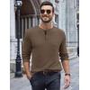 imageCOOFANDY Men Long Sleeve Henley Shirs Casual Basic T Shirts Soild Button Tees with PocketsBrown