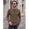 imageCOOFANDY Men Long Sleeve Henley Shirs Casual Basic T Shirts Soild Button Tees with PocketsBrown