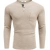 imageCOOFANDY Men Long Sleeve Henley Shirs Casual Basic T Shirts Soild Button Tees with PocketsCoffee