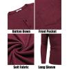 imageCOOFANDY Men Long Sleeve Henley Shirs Casual Basic T Shirts Soild Button Tees with PocketsDark Red