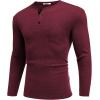 imageCOOFANDY Men Long Sleeve Henley Shirs Casual Basic T Shirts Soild Button Tees with PocketsDark Red