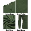 imageCOOFANDY Men Long Sleeve Henley Shirs Casual Basic T Shirts Soild Button Tees with PocketsGreen