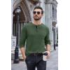 imageCOOFANDY Men Long Sleeve Henley Shirs Casual Basic T Shirts Soild Button Tees with PocketsGreen