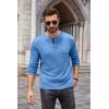 imageCOOFANDY Men Long Sleeve Henley Shirs Casual Basic T Shirts Soild Button Tees with PocketsLight Blue