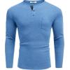 imageCOOFANDY Men Long Sleeve Henley Shirs Casual Basic T Shirts Soild Button Tees with PocketsLight Blue