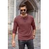 imageCOOFANDY Men Long Sleeve Henley Shirs Casual Basic T Shirts Soild Button Tees with PocketsPurple Red