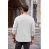imageCOOFANDY Men Long Sleeve Henley Shirs Casual Basic T Shirts Soild Button Tees with PocketsWhite