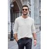 imageCOOFANDY Men Long Sleeve Henley Shirs Casual Basic T Shirts Soild Button Tees with PocketsWhite