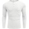 imageCOOFANDY Men Long Sleeve Henley Shirs Casual Basic T Shirts Soild Button Tees with PocketsWhite