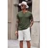 imageCOOFANDY Mens Casual Henley Shirts Short Sleeve Pocket TShirts Lightweight Button Henley Pullover Basic TeesArmy Green