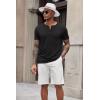 imageCOOFANDY Mens Casual Henley Shirts Short Sleeve Pocket TShirts Lightweight Button Henley Pullover Basic TeesBlack