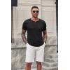 imageCOOFANDY Mens Casual Henley Shirts Short Sleeve Pocket TShirts Lightweight Button Henley Pullover Basic TeesBlack