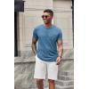 imageCOOFANDY Mens Casual Henley Shirts Short Sleeve Pocket TShirts Lightweight Button Henley Pullover Basic TeesDemin Blue