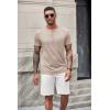 imageCOOFANDY Mens Casual Henley Shirts Short Sleeve Pocket TShirts Lightweight Button Henley Pullover Basic TeesKhaki