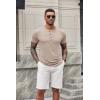 imageCOOFANDY Mens Casual Henley Shirts Short Sleeve Pocket TShirts Lightweight Button Henley Pullover Basic TeesKhaki