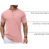 imageCOOFANDY Mens Casual Henley Shirts Short Sleeve Pocket TShirts Lightweight Button Henley Pullover Basic TeesPink