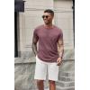imageCOOFANDY Mens Casual Henley Shirts Short Sleeve Pocket TShirts Lightweight Button Henley Pullover Basic TeesWine Red