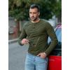 imageCOOFANDY Mens Muscle Slim Fit TShirt Long Sleeve Henley Shirts Casual Gym Workout Athletic Tee ShirtsArmy Green