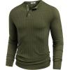 imageCOOFANDY Mens Muscle Slim Fit TShirt Long Sleeve Henley Shirts Casual Gym Workout Athletic Tee ShirtsArmy Green