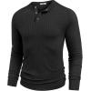 imageCOOFANDY Mens Muscle Slim Fit TShirt Long Sleeve Henley Shirts Casual Gym Workout Athletic Tee ShirtsBlack