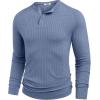 imageCOOFANDY Mens Muscle Slim Fit TShirt Long Sleeve Henley Shirts Casual Gym Workout Athletic Tee ShirtsBlue