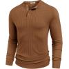 imageCOOFANDY Mens Muscle Slim Fit TShirt Long Sleeve Henley Shirts Casual Gym Workout Athletic Tee ShirtsBrown