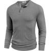 imageCOOFANDY Mens Muscle Slim Fit TShirt Long Sleeve Henley Shirts Casual Gym Workout Athletic Tee ShirtsGrey