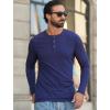 imageCOOFANDY Mens Muscle Slim Fit TShirt Long Sleeve Henley Shirts Casual Gym Workout Athletic Tee ShirtsNavy Blue