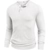 imageCOOFANDY Mens Muscle Slim Fit TShirt Long Sleeve Henley Shirts Casual Gym Workout Athletic Tee ShirtsWhite
