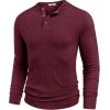 imageCOOFANDY Mens Muscle Slim Fit TShirt Long Sleeve Henley Shirts Casual Gym Workout Athletic Tee ShirtsWine Red