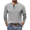 imageCOOFANDY Men Long Sleeve Henley Shirs Casual Basic T Shirts Soild Button Tees with PocketsLight Gray