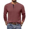 imageCOOFANDY Men Long Sleeve Henley Shirs Casual Basic T Shirts Soild Button Tees with PocketsPurple Red
