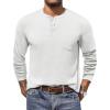 imageCOOFANDY Men Long Sleeve Henley Shirs Casual Basic T Shirts Soild Button Tees with PocketsWhite