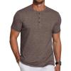imageCOOFANDY Mens Casual Henley Shirts Short Sleeve Pocket TShirts Lightweight Button Henley Pullover Basic TeesBrown