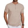 imageCOOFANDY Mens Casual Henley Shirts Short Sleeve Pocket TShirts Lightweight Button Henley Pullover Basic TeesKhaki