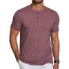 imageCOOFANDY Mens Casual Henley Shirts Short Sleeve Pocket TShirts Lightweight Button Henley Pullover Basic TeesWine Red