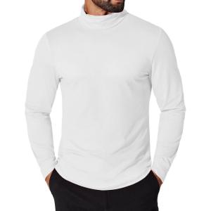 imageCOOFANDY Mens Turtleneck T Shirt Long Sleeve Pullover Sweater Slim Fit Lightweight Thermal Undershirt TopsWhite