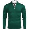 imageCOOFANDY Mens Quarter Zip Up Sweaters Slim Fit Lightweight Mock Neck Pullover Casual Polo SweatersAdark Green