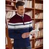 imageCOOFANDY Mens Quarter Zip Up Sweaters Slim Fit Lightweight Mock Neck Pullover Casual Polo SweatersWine Red  Navy Blue Stripe