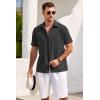 imageCOOFANDY Mens Short Sleeve Button Down Shirts Casual Cotton Beach Summer Linen Textured ShirtsBlack