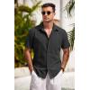 imageCOOFANDY Mens Short Sleeve Button Down Shirts Casual Cotton Beach Summer Linen Textured ShirtsBlack