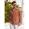 imageCOOFANDY Mens Short Sleeve Button Down Shirts Casual Cotton Beach Summer Linen Textured ShirtsCaramel
