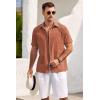 imageCOOFANDY Mens Short Sleeve Button Down Shirts Casual Cotton Beach Summer Linen Textured ShirtsCaramel
